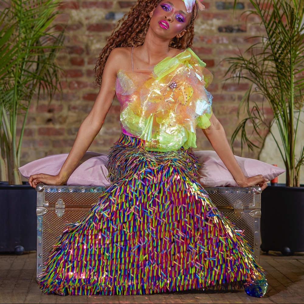 Colorful sequin prom dress